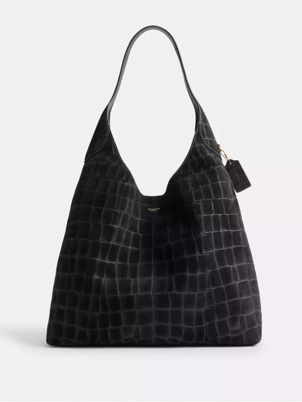 Coach Black Croc-Embossed Suede Brooklyn 39 Shoulder Bag